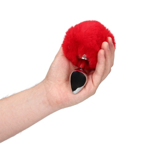 Metalowy korek analny (zatyczka analna, plug), ogon króliczka, rozmiar S