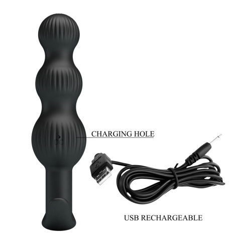 Korek analny, Dildo analne kulkowe wibrujące, USB, silikon, Sidney Pretty Love