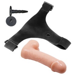 Strap-on, wersja zakładana przez kobietę, dildo z jądrami, bez wibracji, PVC, Baile2