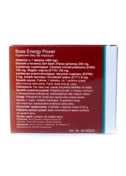 Boss Energy Power, suplement diety, Boss czerwony, mocno wspomaga erekcję, pudełko 2 tabletki