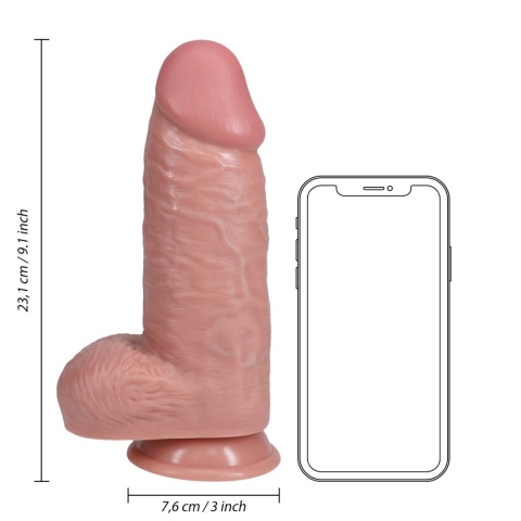 Dildo gigant na przyssawce, Realrock 9", proste, z jądrami, PVC