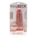 Dildo gigant na przyssawce, Realrock 9", proste, z jądrami, PVC