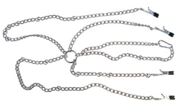 Klamerki na wargi sromowe, z paskami na uda, rozszeczacz krocza, metal