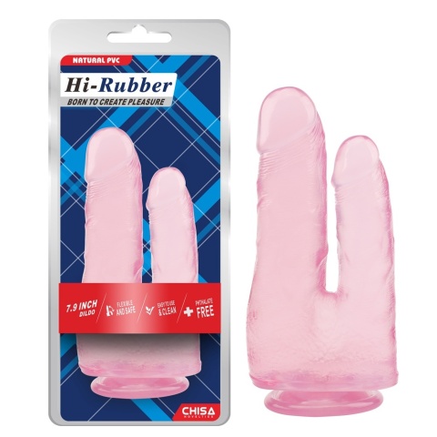 Podwójne, okazałe dildo na przyssawce, High Rubber 7.9, bez wibracji,PVC
