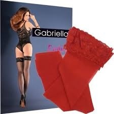 Pończochy samonośne Gabriella Linette, ze szwem z tyłu, gładkie, 15 den, czerwone