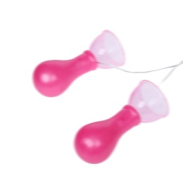 Wibrujące pompki na sutki, różowe, pilot na kablu, na baterie