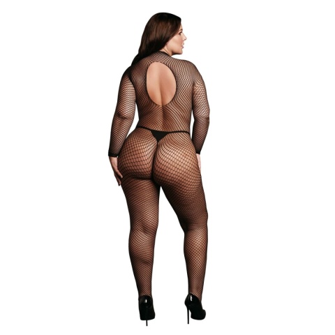 Bodystocking Le Desir Queen Size, czarne, siatka o małych oczkach