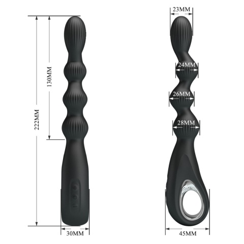 Dildo analne Federer, o zmiennej średnicy, z wibracjami, (bardzo cichy wibrator analny),,silikon, USB