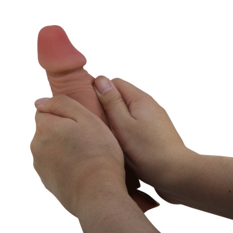 Dildo na przyssawce, Duvall Sliding Skin 7,6, TPR, bez wibracji, z kręgosłupem i przesuwną skórą, Baile