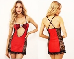 Koszulka Hemera czerwono-czarna z czerwonymi stringami, LivcoCorsetti