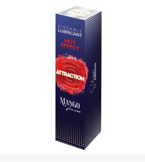 Lubrykant Hot Effect, lekko rozgrzewający, wodny, klasy spożywczej, o smaku mango, Attraction,50 ml