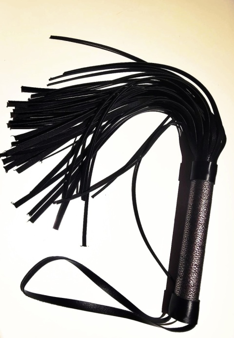 Pejcz typu dyscyplina (Elegant Flogger), skóra syntetyczna, kolor rączki: titanium grey