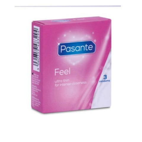 Prezerwatywy lateksowe Pasante Feel Sensitive - bardzo cienkie, pudełko 3 szt