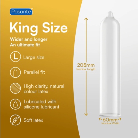 Prezerwatywy lateksowe Pasante King Size, duży rozmiar, 60mm pudełko 12 szt