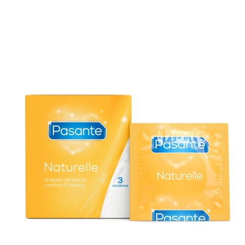 Prezerwatywy lateksowe Pasante Naturelle, bez środka plemnikobójczego, gładkie, klasyczne, 3 szt