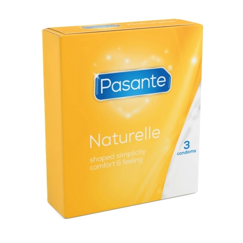 Prezerwatywy lateksowe Pasante Naturelle, bez środka plemnikobójczego, gładkie, klasyczne, 3 szt