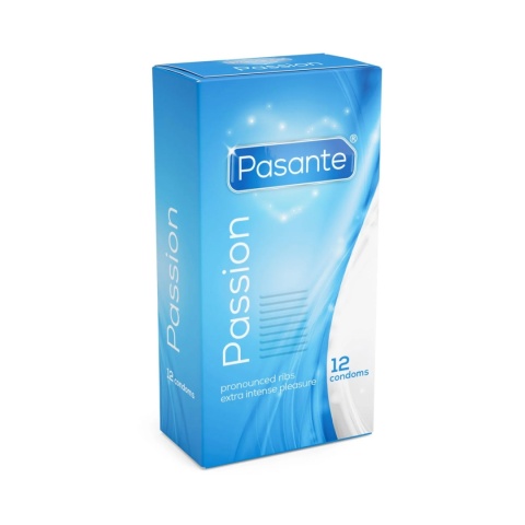 Prezerwatywy lateksowe Pasante Passion, żebrowane, 12 szt