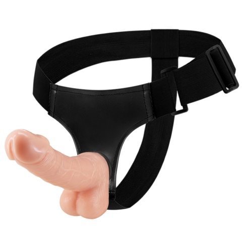 Strap-on Yvette, bez wibracji, wersja zakładana przez kobietę, dildo pełne w środku, z jądrami, materiał TPR