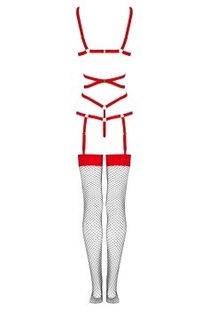 Body - uprząż -bodystocking: komplet bielizny erotycznej z pasków, Thiara Red, LivcoCorsetti