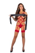Body - uprząż -bodystocking: komplet bielizny erotycznej z pasków, Thiara Red, LivcoCorsetti