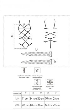 Body - uprząż -bodystocking: komplet bielizny erotycznej z pasków, Thiara Red, LivcoCorsetti