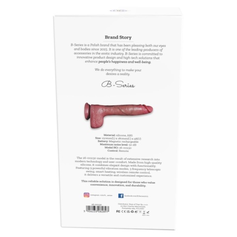 Dildo na przyssawce, teleskopowe ruch posuwisty i wibracje, silikon, pilot zdalny