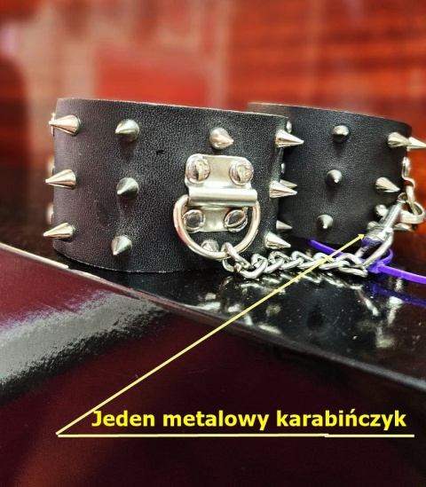 Kajdanki ze skóry syntetycznej, z kolcami, zapinane na napy, metalowe, T4L