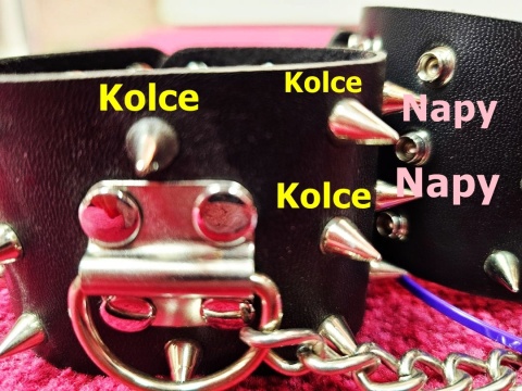 Kajdanki ze skóry syntetycznej, z kolcami, zapinane na napy, metalowe, T4L