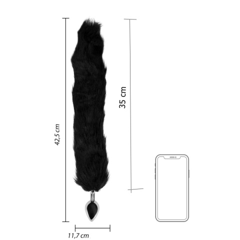 Korek analny (zatyczka analna, plug) z ogonem, rozmiar M, aluminium