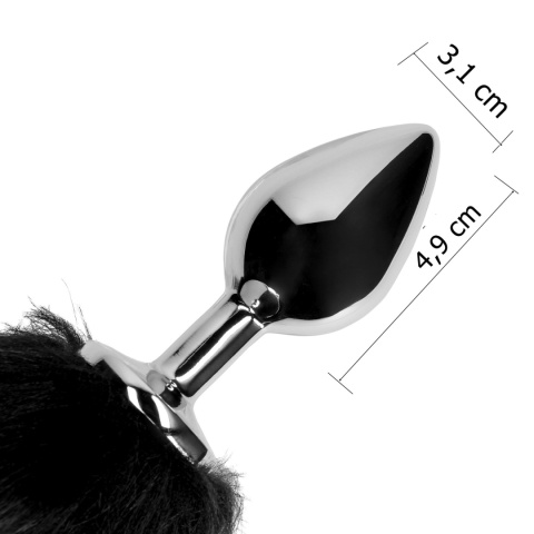 Korek analny (zatyczka analna, plug) z ogonem, rozmiar M, aluminium
