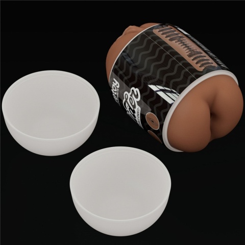 Masturbator, mały masażer męski Slider, w puszce, czarnoskóra wagina i anus,bez wibracji, TPR