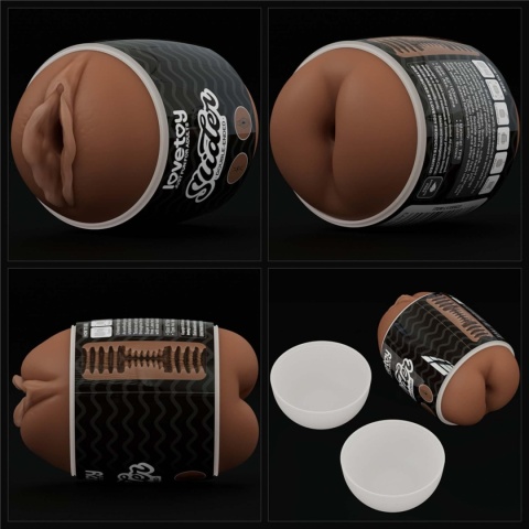 Masturbator, mały masażer męski Slider, w puszce, czarnoskóra wagina i anus,bez wibracji, TPR