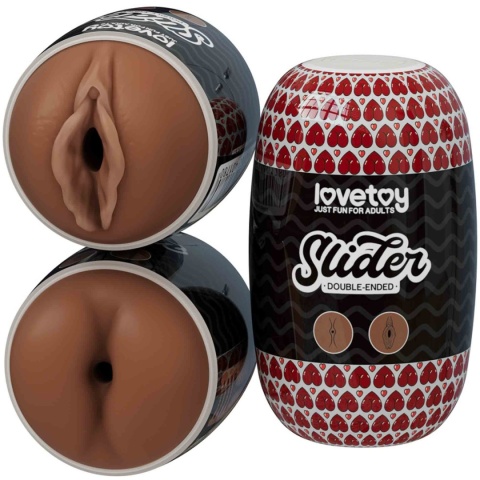 Masturbator, mały masażer męski Slider, w puszce, czarnoskóra wagina i anus,bez wibracji, TPR