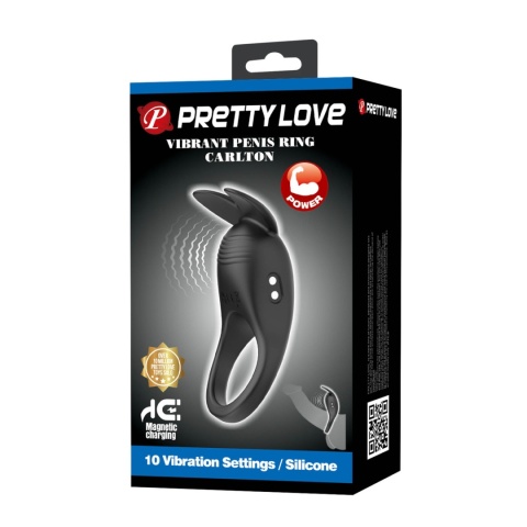 Pierścień na penisa, Carlton, z wibracjami, stymulujący łechtaczkę, dla par, silikon, USB