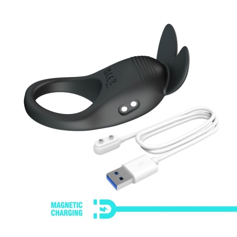 Pierścień na penisa, Carlton, z wibracjami, stymulujący łechtaczkę, dla par, silikon, USB
