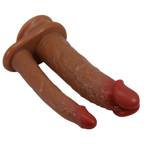 Podwójne dildo na przyssawce, Goran Pretty Love, TPE, bez wibracji