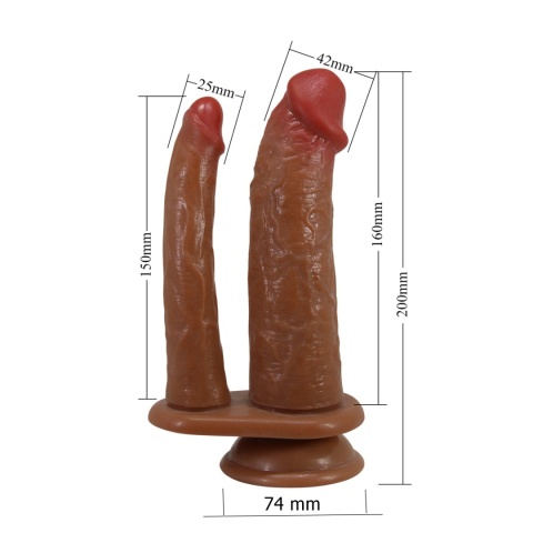Podwójne dildo na przyssawce, Goran Pretty Love, TPE, bez wibracji