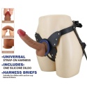 Strap-on Wells, wersja zakładane przez kobietę, dildo z jądrami, bez wibracji, TPR