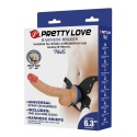 Strap-on Wells, wersja zakładane przez kobietę, dildo z jądrami, bez wibracji, TPR