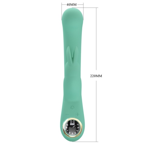 Wibrator Lamar Blue, ze stymulacją łechtaczki, w kształcie królika i wyświetlaczem LCD Pretty Love