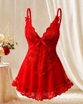 Zestaw bielizny Nuit Red: koszulka i stringi, LivCoCorsetti