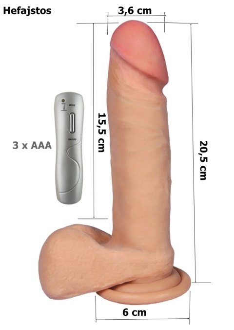Dildo Hefajstos, na przyssawce, ruch rotacyjny, obsługiwane pilotem na kablu, baterie, cyberskóra, Boss of Toys