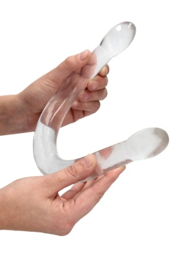Dildo dwustronne, nierealistyczne, krystalicznie szmaragdowe lub bezbarwne, przejrzyste, TPE