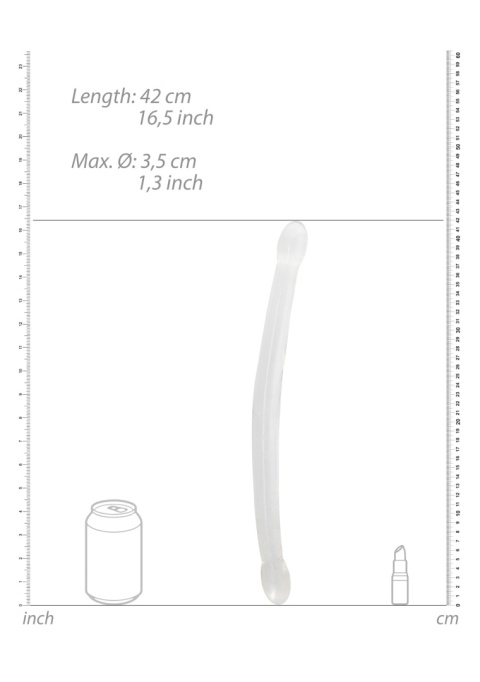 Dildo dwustronne, nierealistyczne, krystalicznie szmaragdowe lub bezbarwne, przejrzyste, TPE