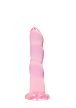 Dildo na przyssawce, 7.0, nierealistyczne o stopniowanej średnicy, krystalicznie fiołkowe lub różowe, TPE