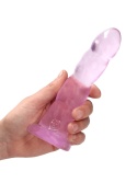 Dildo na przyssawce, 7.0, nierealistyczne o stopniowanej średnicy, krystalicznie fiołkowe lub różowe, TPE