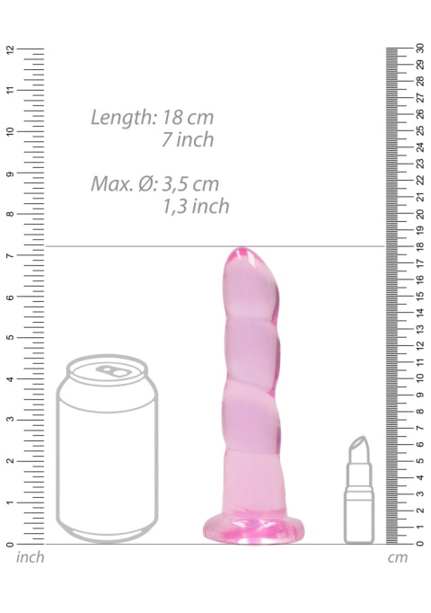 Dildo na przyssawce, 7.0, nierealistyczne o stopniowanej średnicy, krystalicznie fiołkowe lub różowe, TPE