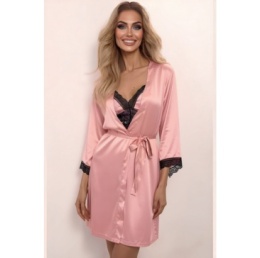 Komplet bielizny, 4 części: koszulka, peniuar i 2 paty stringów, Pink, LivcoCorsetti