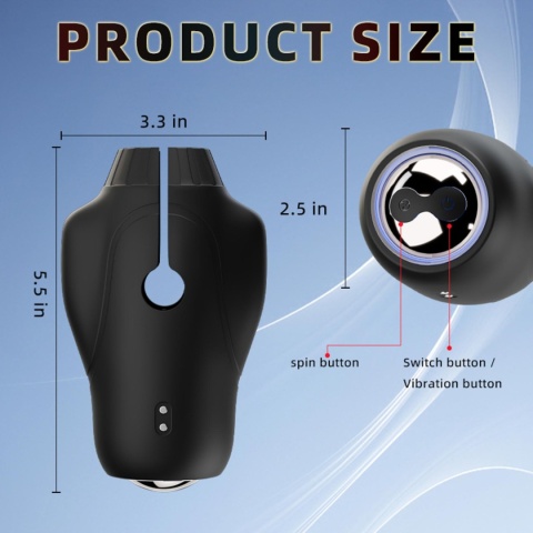 Masturbator Cyclone Spinner, masażer penisa, stroker, z wibracjami i rotacjami, silikon, USB