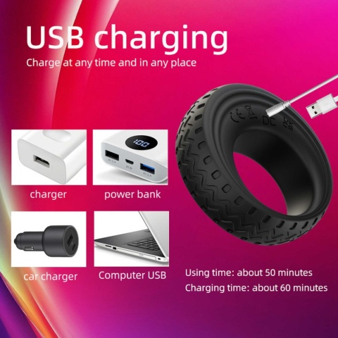 Pierścień na penisa, Wibrująca Oponka, sterowany aplikacją silikon, USB